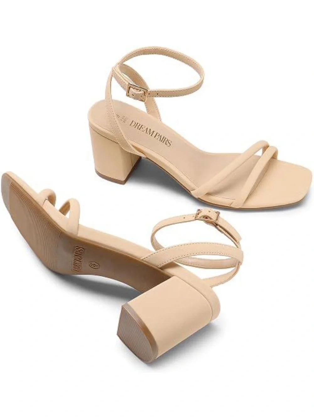 NWT Dream Pairs Nude Ankle-Strap Block Heel Sandal | size 9